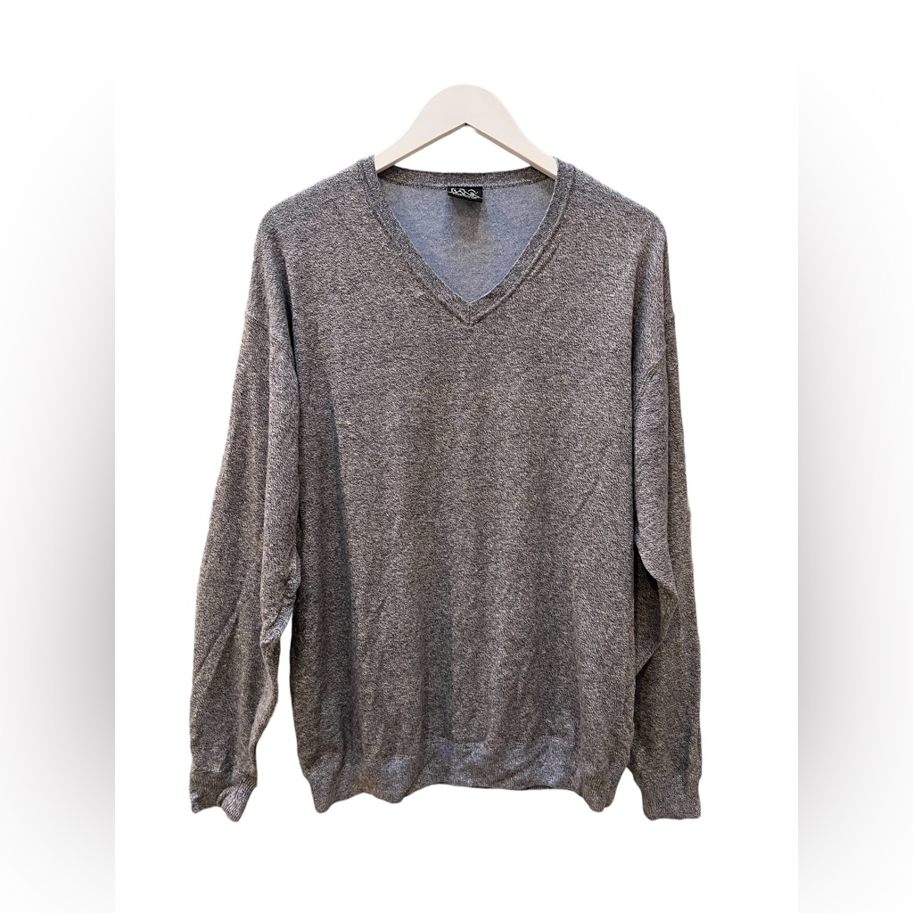 Jos A. Banks Cotton Marled V Neck Sweater Bluish Gray Xl